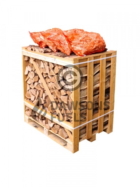 Medium crate of kiln dried Oak with 4 x nets of Kindling Sticks