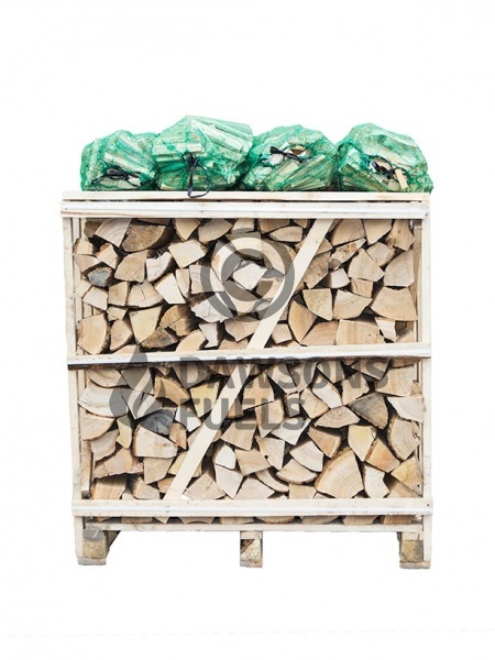 Medium sized crate of kiln dried Ash logs with 4 nets of kindling sticks